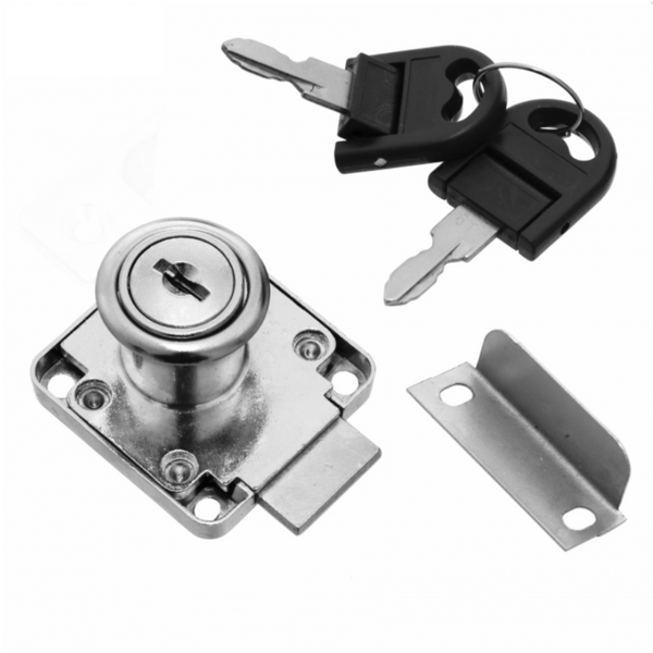 Square Furniture Lock 19x22mm, Folding Key, Chrome - Furnica