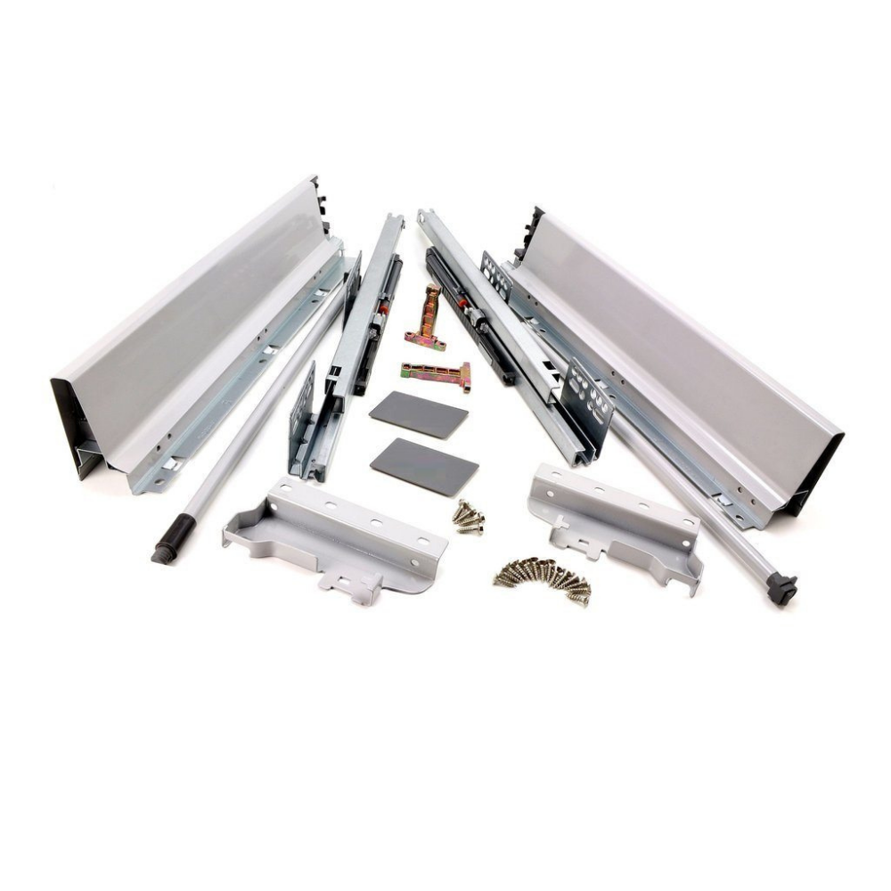 Soft-Close Drawer System, MEDIUM, H: 142mm, Silver 350mm
