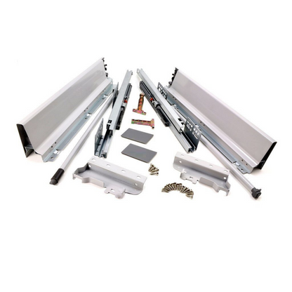Soft-Close Drawer System, MEDIUM, H: 142mm, Silver 350mm