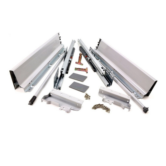Soft-Close Drawer System, MEDIUM, H: 142mm, Silver 350mm