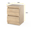 GABRIEL - Bedside Table - Nightstand with 2 drawers - Sonoma Oak H40cm W30cm D30cm