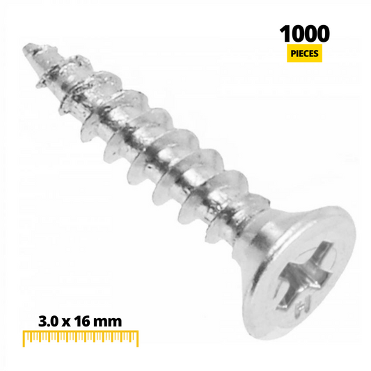 Wood Screws PH1 3.0x16mm White Zinc (1000 pcs)