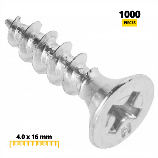 Wood Screws PH2 4.0x16mm White Zinc (1000 pcs)