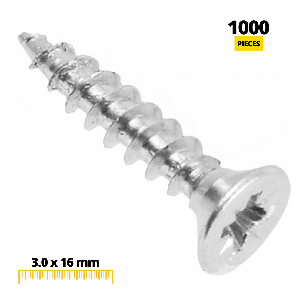 Wood Screws PZ1 3.0x16mm White Zinc (1000 pcs)