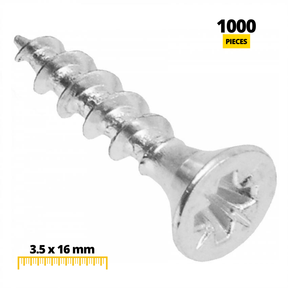 Wood Screws PZ2 3.5x16mm White Zinc (1000 pcs) (2) – Furnica
