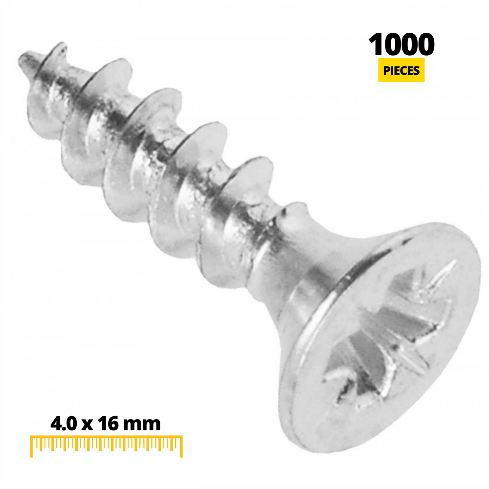 Wood Screws PZ2 4.0x16mm White Zinc (1000 pcs)