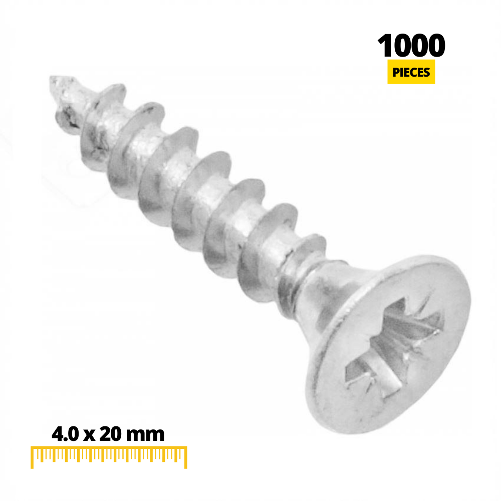 Wood Screws PZ2 4.0x20mm White Zinc (1000 pcs)