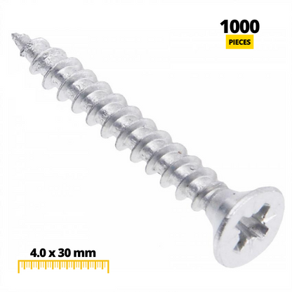 Wood Screws PZ2 4.0x30mm White Zinc (1000 pcs) (2) – Furnica