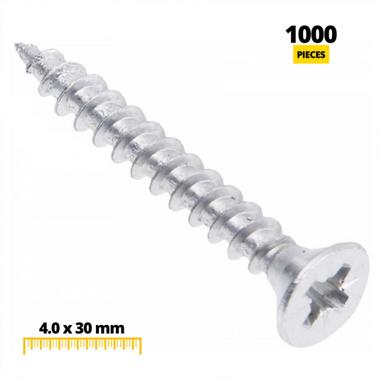 Wood Screws PZ2 4.0x30mm White Zinc (1000 pcs)