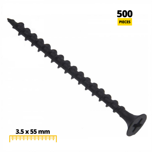 Wood Screws Phillips PH2 3.5x55mm Black (500 pcs)