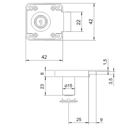 Furniture lock 15x23mm (3) – Furnica