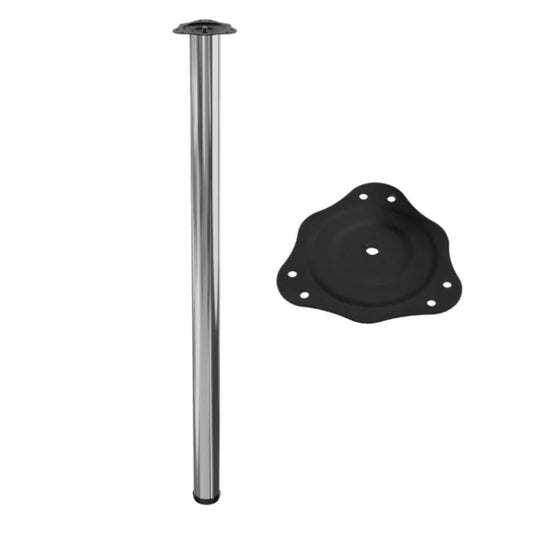 Adjustable Furniture Leg 1100mm - Steel Mounting Plate - Chrome NTP 