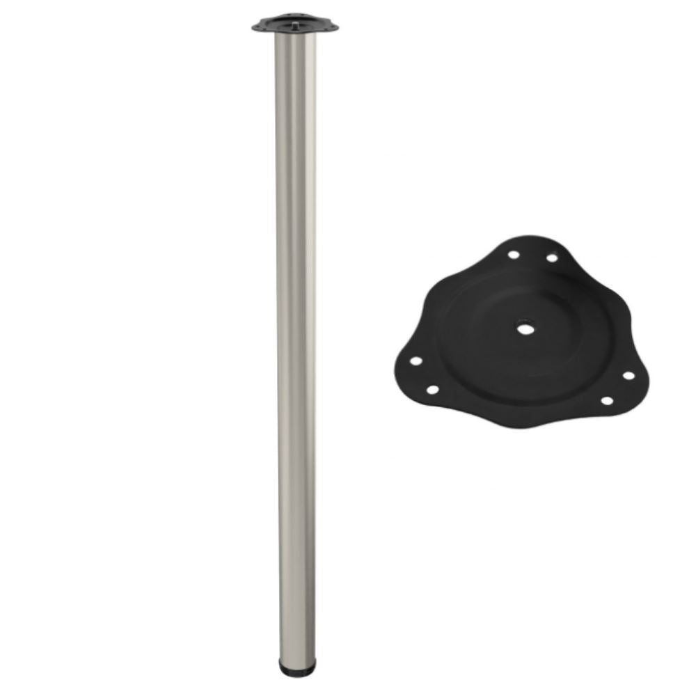 Adjustable Furniture Leg 1100mm - Steel Mounting Plate - Satin NTP 