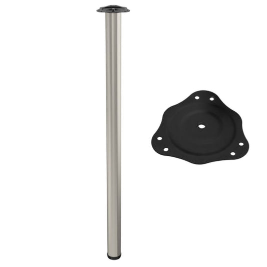 Adjustable Furniture Leg 1100mm - Steel Mounting Plate - Satin NTP 
