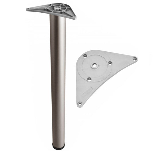 Adjustable Furniture Leg 1100mm - ZnAl Mounting Plate - Satin NTP Satin 