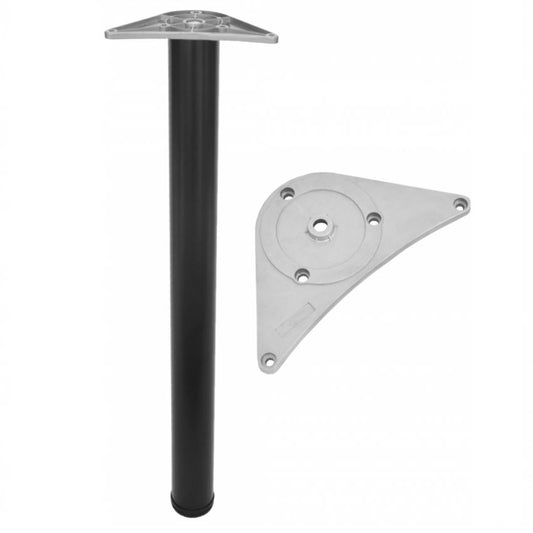 Adjustable Furniture Leg 710mm - ZnAl Mounting Plate - Black NTP Black 