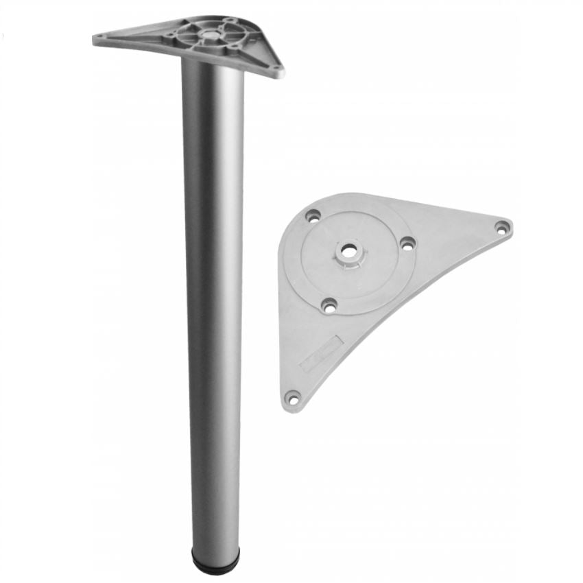 Adjustable Furniture Leg 820mm - ZnAl Mounting Plate - Aluminium NTP Aluminum 