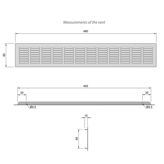 Aluminum Air Vent Grill 480x80mm - Silver Furnica 