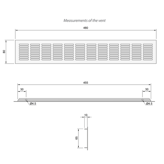 Aluminum Air Vent Grill 480x80mm - White Furnica 