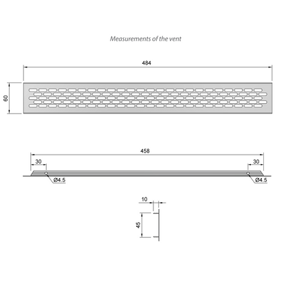 Aluminum Air Vent Grill 484x60mm - Silver Furnica 