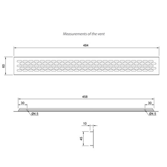 Aluminum Air Vent Grill 484x60mm - White Furnica 