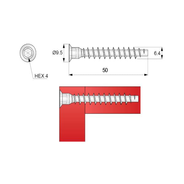 Confirmat Screws - 6.4x50mm (1000 pcs) NTP 