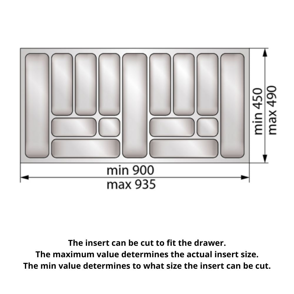 Cutlery Tray for Drawer, Cabinet Width: 1000mm, Depth: 490mm - White Cutlery Tray NTP 
