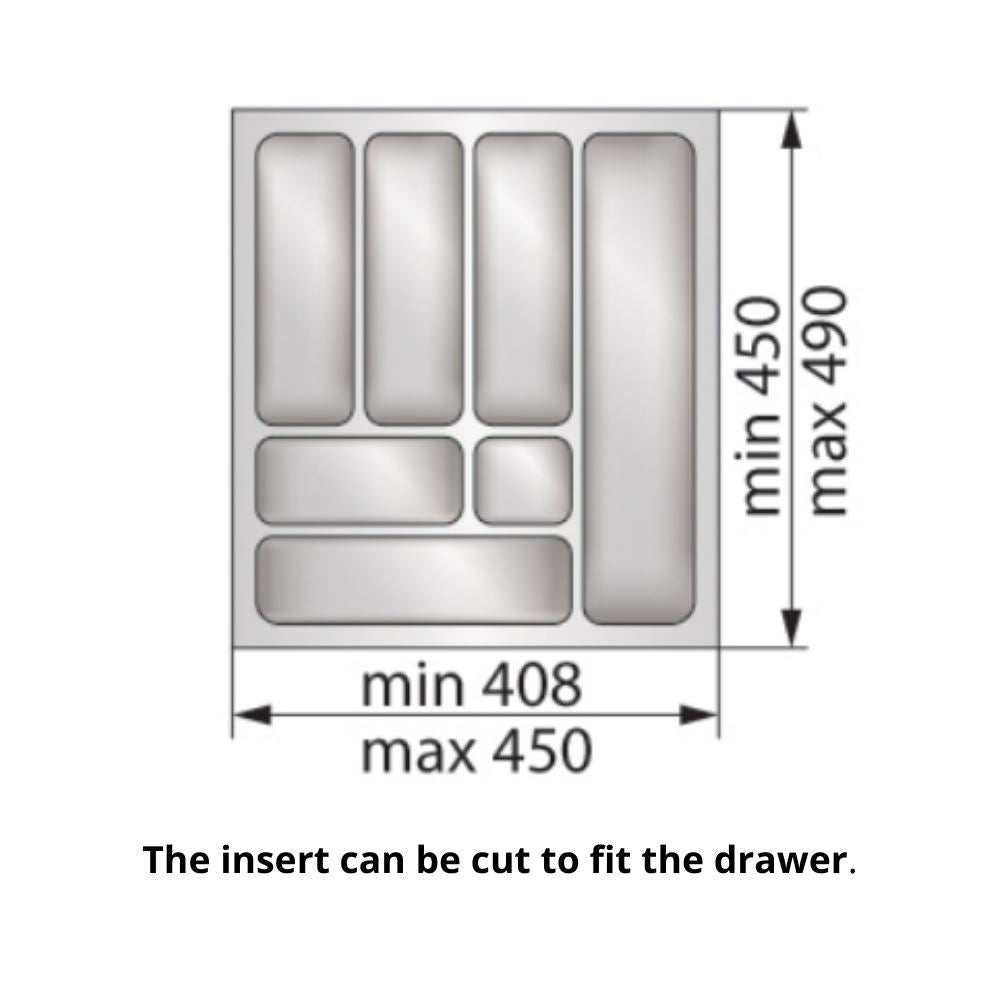 Cutlery Tray for Drawer, Cabinet Width: 500mm, Depth: 490mm - White Cutlery Tray NTP 