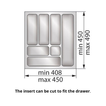 Cutlery Tray for Drawer, Cabinet Width: 500mm, Depth: 490mm - White Cutlery Tray NTP 