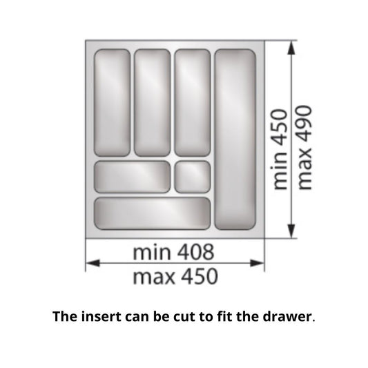 Cutlery Tray for Drawer, Cabinet Width: 500mm, Depth: 490mm - White Cutlery Tray NTP 