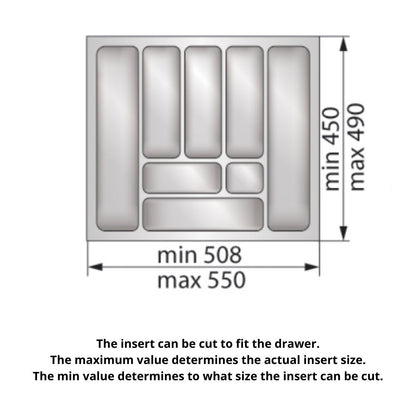 Cutlery Tray for Drawer, Cabinet Width: 600mm, Depth: 490mm - Metallic Cutlery Tray NTP 