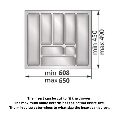 Cutlery Tray for Drawer, Cabinet Width: 700mm, Depth: 490mm - White Cutlery Tray NTP 