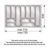 Cutlery Tray for Drawer, Cabinet Width: 800mm, Depth: 430mm - Metallic