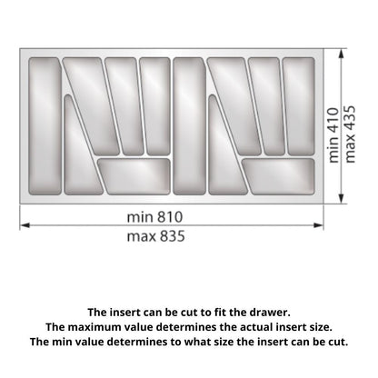 Cutlery Tray for Drawer, Cabinet Width: 900mm, Depth: 430mm - Metallic Cutlery Tray NTP 