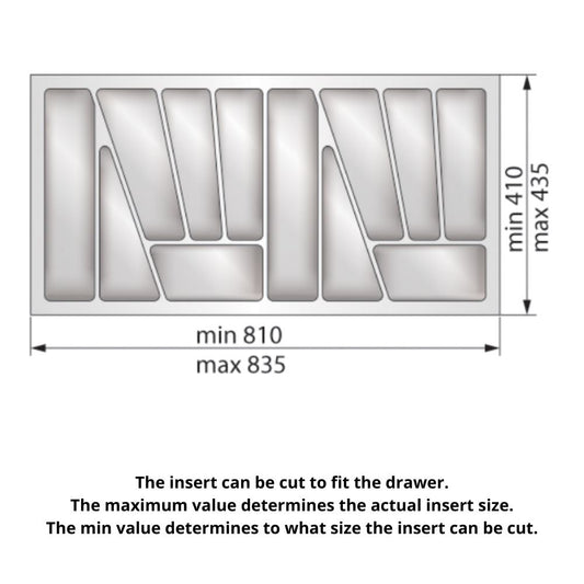 Cutlery Tray for Drawer, Cabinet Width: 900mm, Depth: 430mm - Metallic Cutlery Tray NTP 