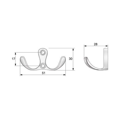 Double robe hook - Aluminium WP01 NTP 