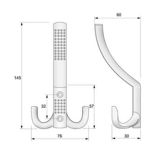 Double robe hook - Aluminium WP05 NTP 