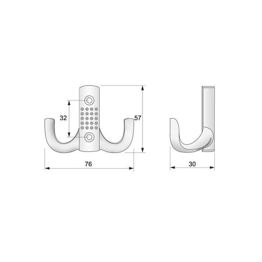 Double robe hook - Satin WP04 NTP 