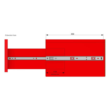 Drawer runners ball bearing 350mm - H27 (right and left side) Furnica 