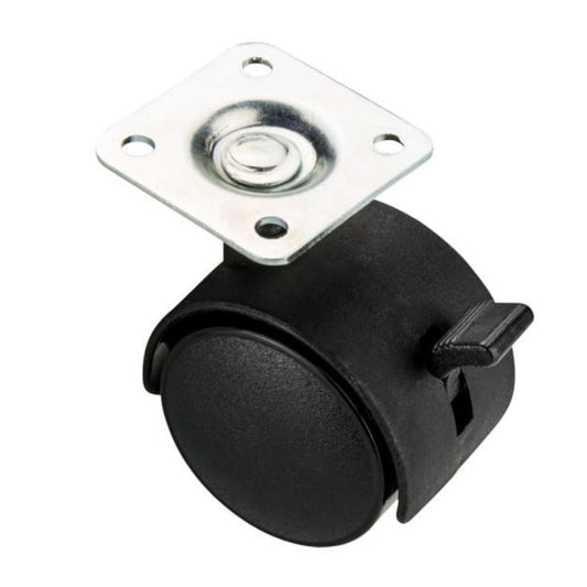 Furniture plastic swivel wheel with mounting plate and brake Ø40mm Furniture wheels ATM 