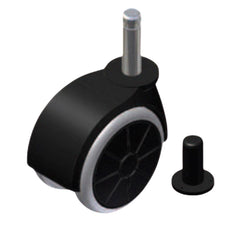Furniture rubber swivel wheel with mounting pin 8mm and sleeve - Ø50mm