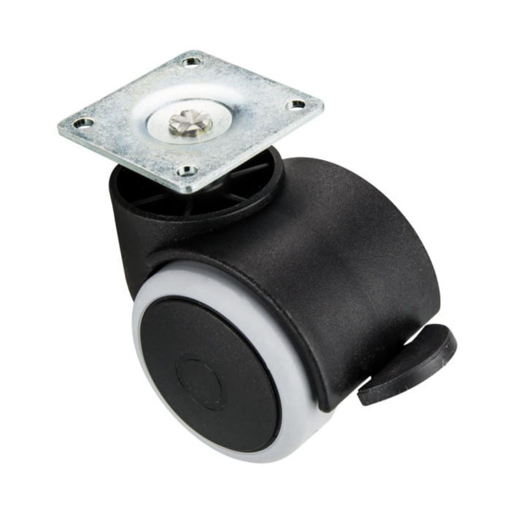 Furniture rubber swivel wheel with mounting plate and brake Ø50mm Furniture wheels ATM 