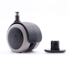 Furniture rubber swivel wheel with short mounting pin 8mm and sleeve  Ø40mm