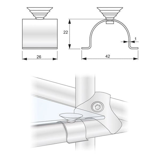Glass Shelf Support with Suction Cup, Chrome NTP 