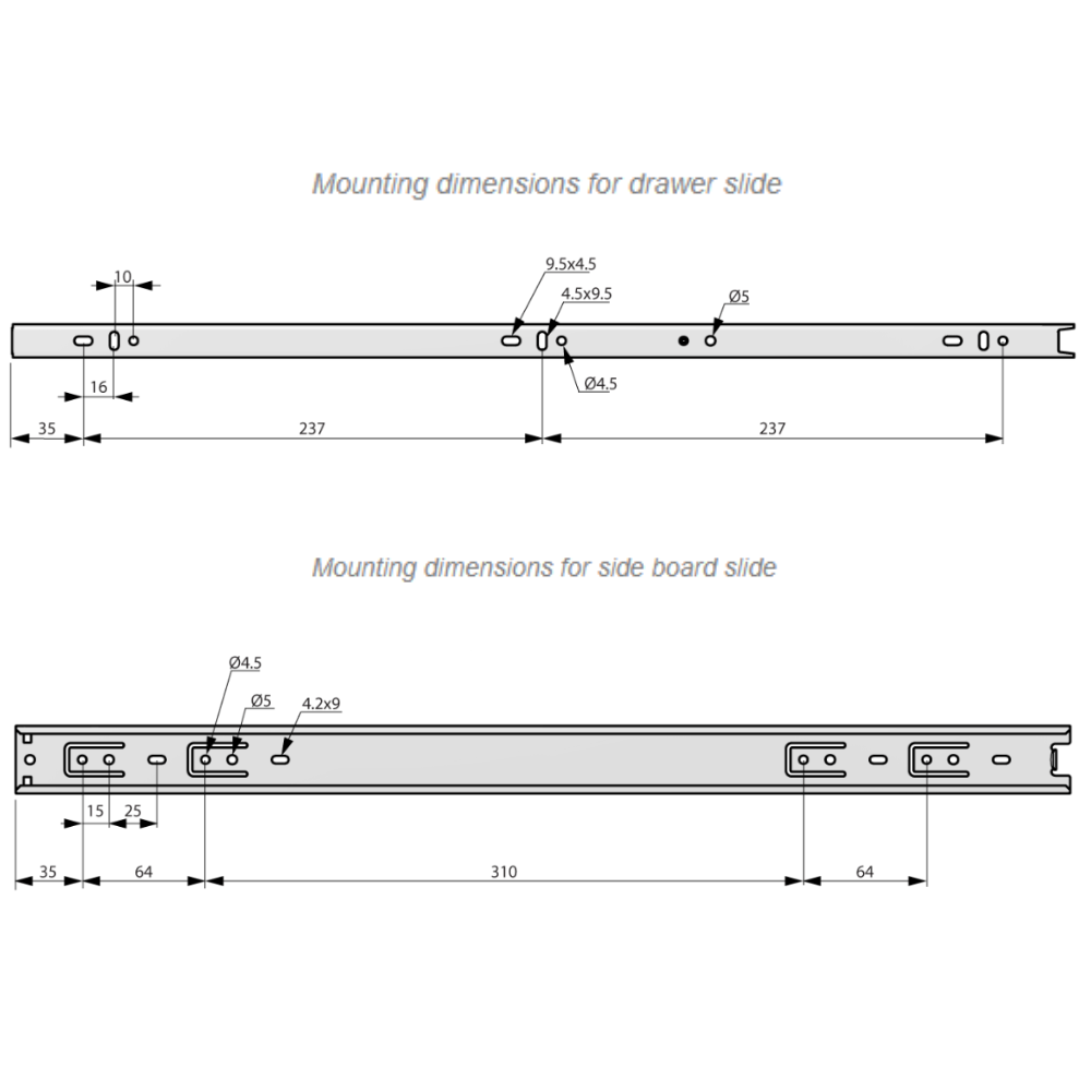 Set of Ball Bearing Slides (left and right), H35