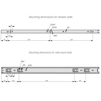 Set of Ball Bearing Slides (left and right), H35