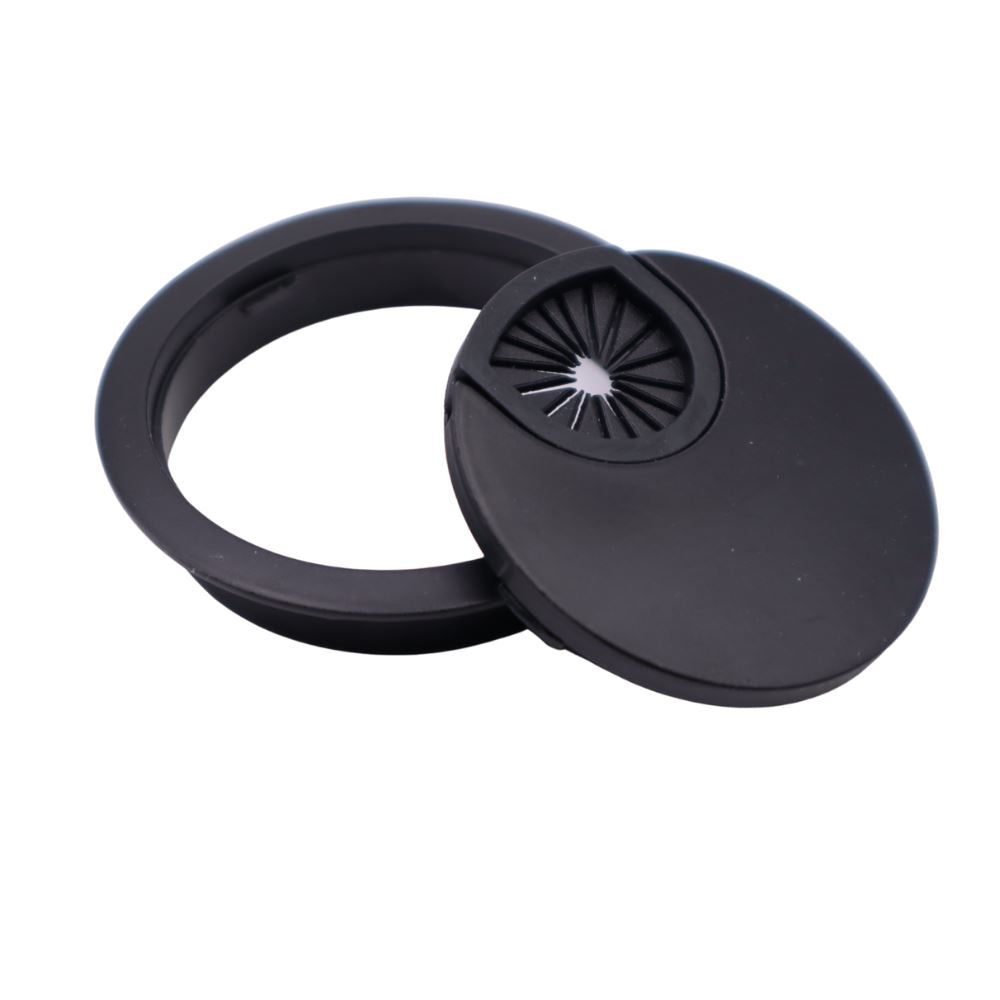 Metal Cable Grommet with rubber hole - Black Matt Ø60mm Furnica 