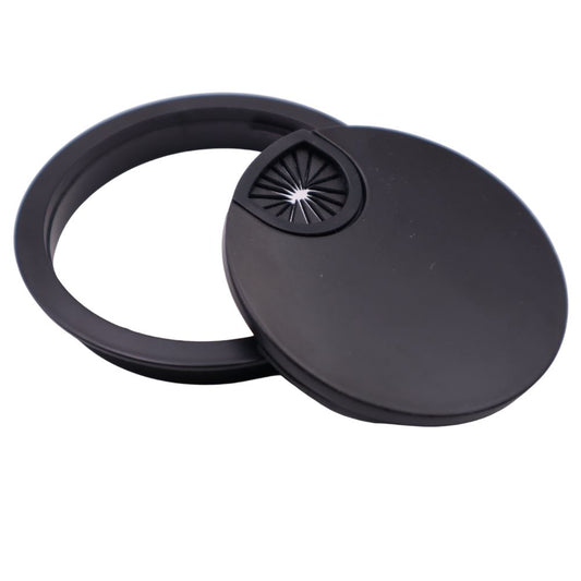 Metal Cable Grommet with rubber hole - Black Matt Ø80mm Furnica 