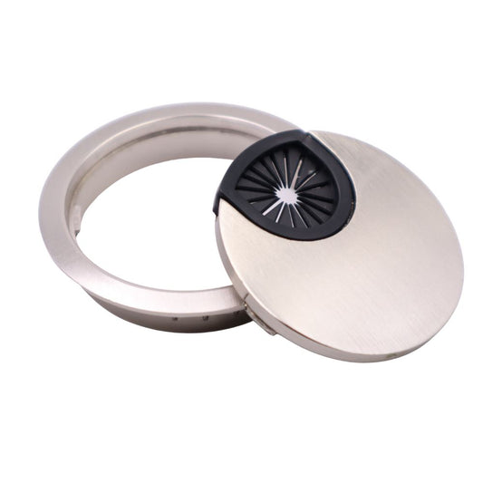 Metal Cable Grommet with rubber hole - Brushed Steel Ø60mm Furnica 