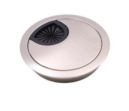 Metal Cable Grommet with rubber hole - Brushed Steel Ø60mm Furnica 